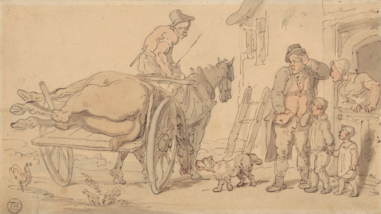 Un cheval mort sur une charrette de knackers - Thomas Rowlandson