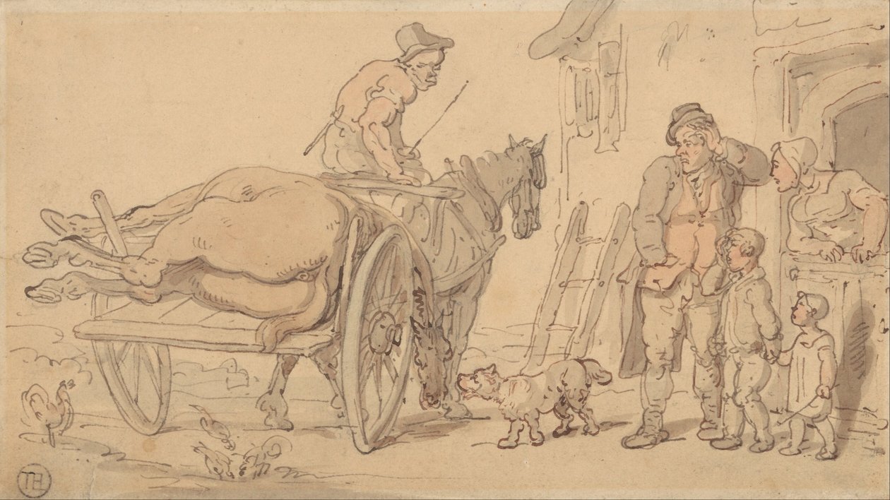 Un cheval mort sur une charrette de boucher - Thomas Rowlandson