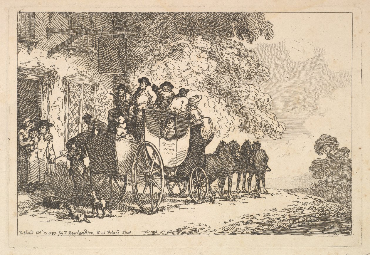 Une diligence chargée devant un relais de poste - Thomas Rowlandson