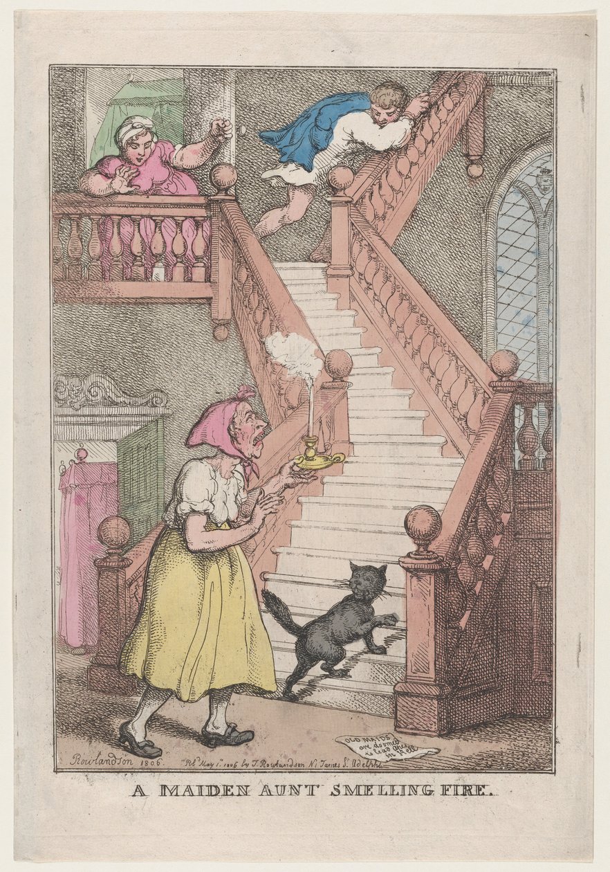 Une tante célibataire sentant le feu, 4 mai 1806 - Thomas Rowlandson