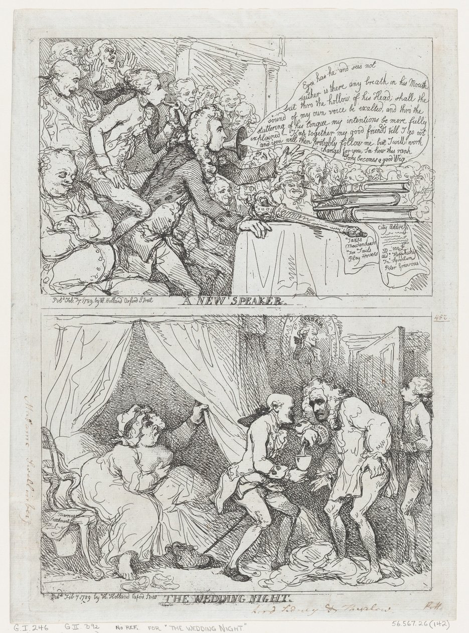 Un nouveau président et la nuit de noces, 7 février 1789 - Thomas Rowlandson