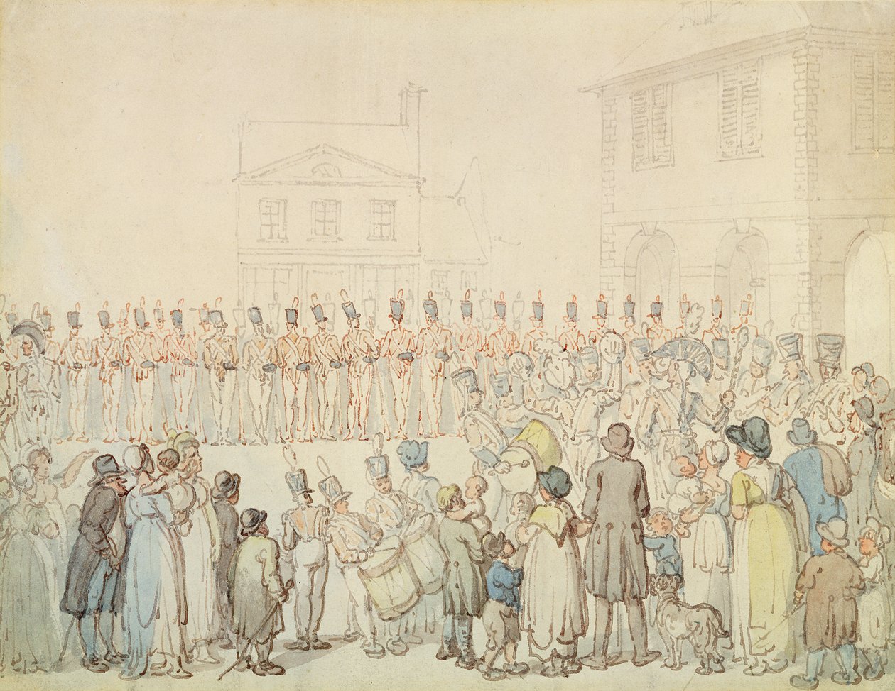 Revue de la milice du Northamptonshire à Brackley - Thomas Rowlandson
