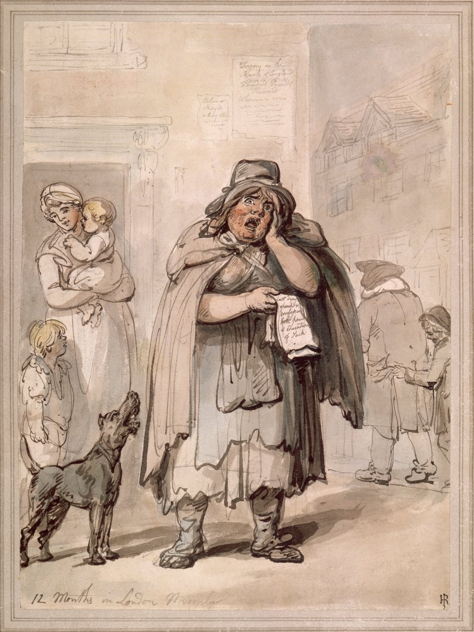 Un vendeur ambulant à un coin de rue, Londres - Thomas Rowlandson