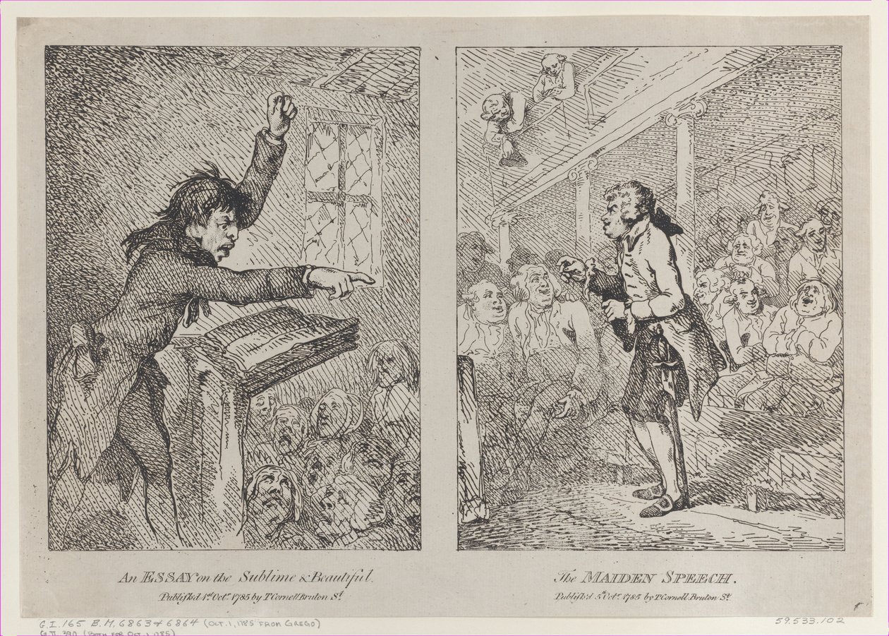 Un essai sur le sublime et le beau, le discours de la jeune fille - Thomas Rowlandson