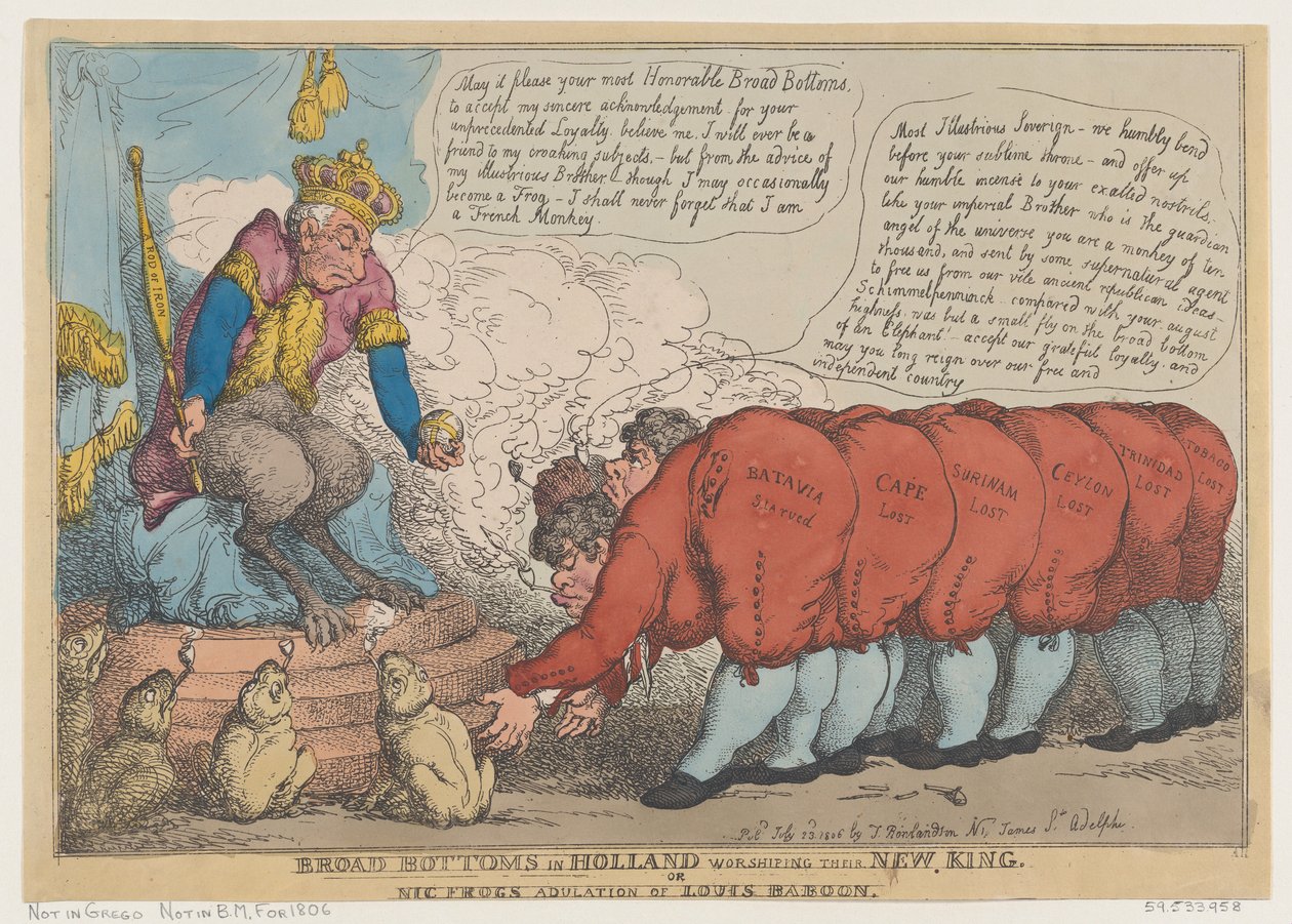Les larges derrières en Hollande adorant leur nouveau roi, 23 juillet 1806 - Thomas Rowlandson