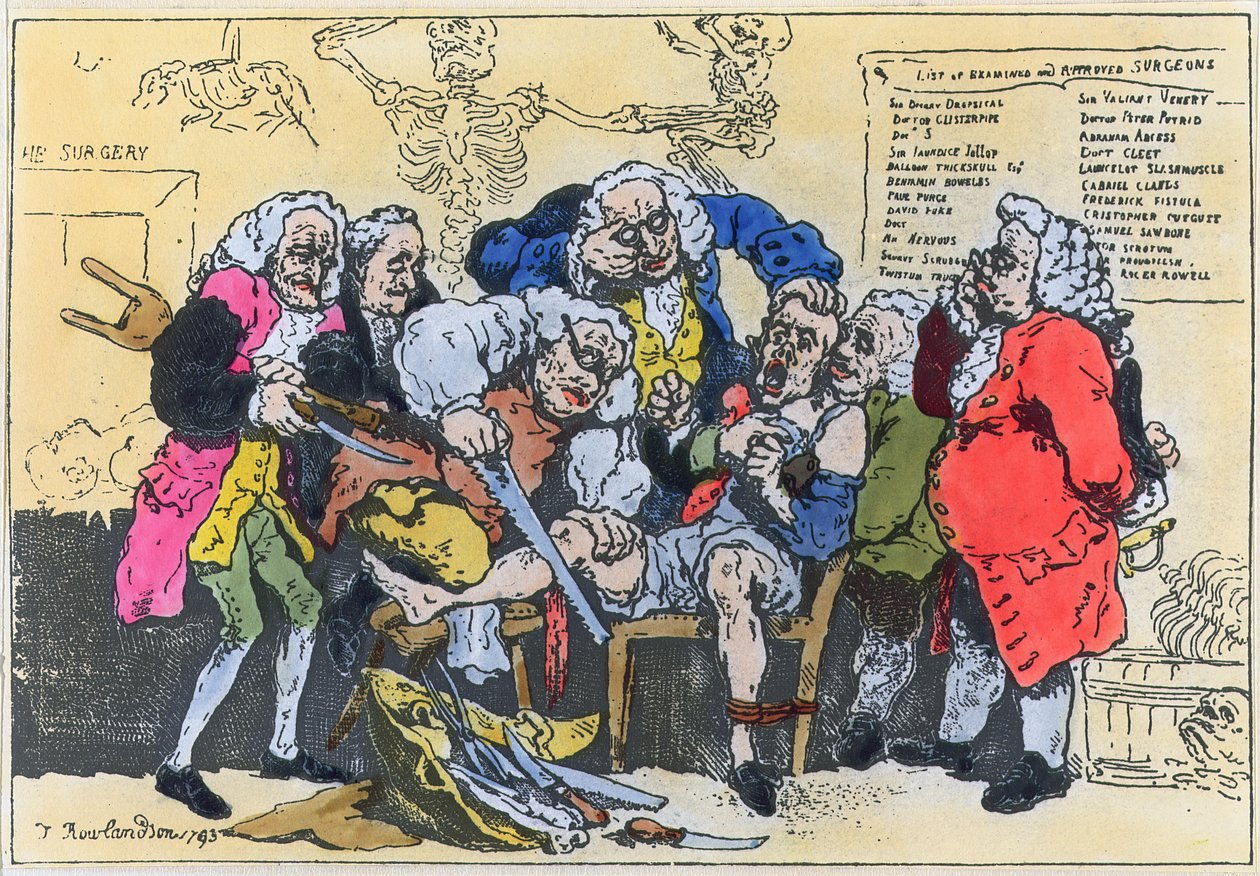 Caricature de chirurgiens géorgiens au travail - Thomas Rowlandson