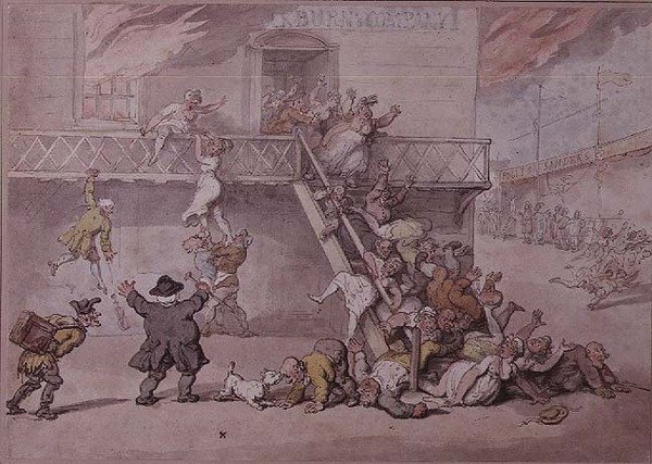 Le théâtre de Cockburn en feu - Thomas Rowlandson