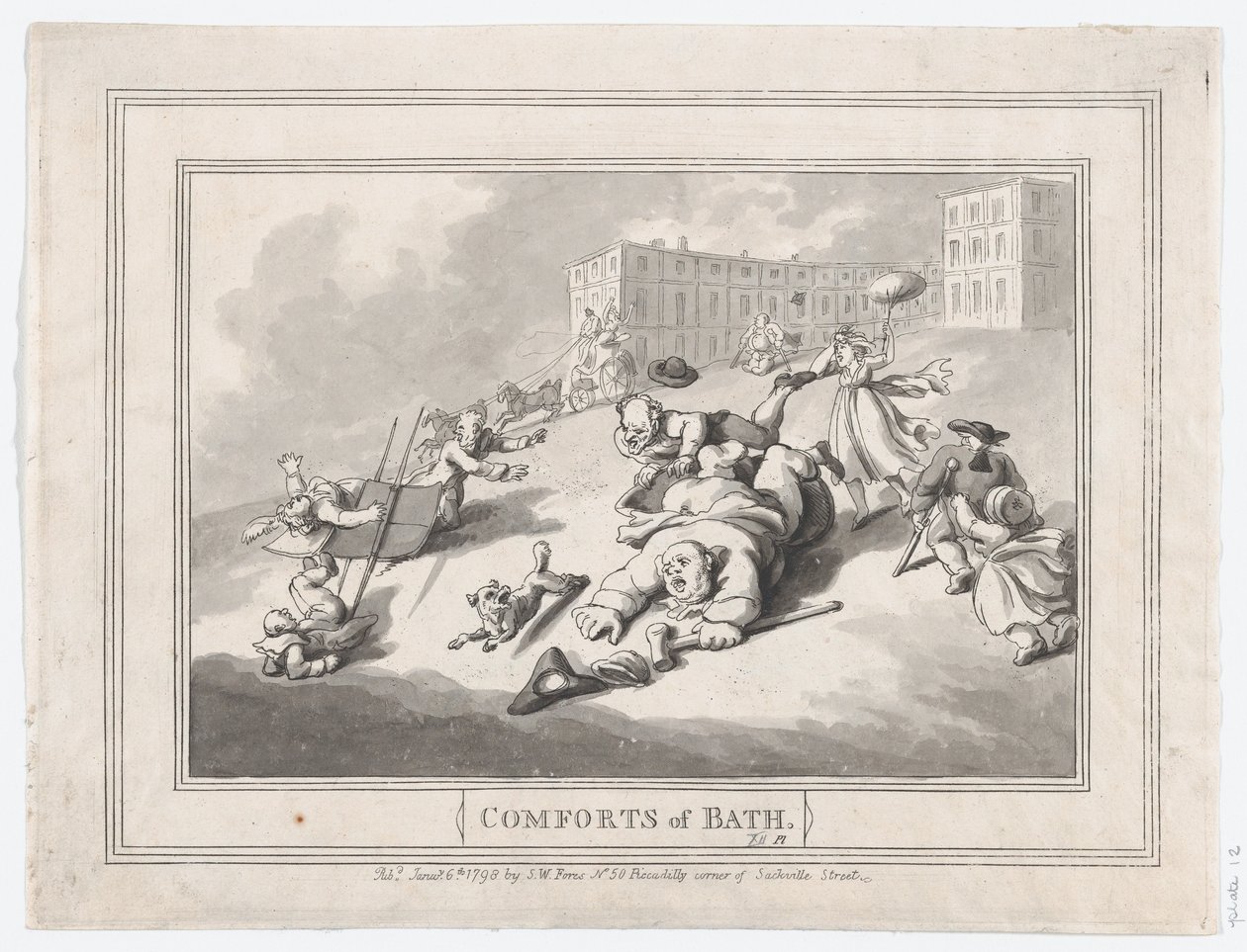 Les conforts de Bath, Planche 12, 6 janvier 1798 - Thomas Rowlandson