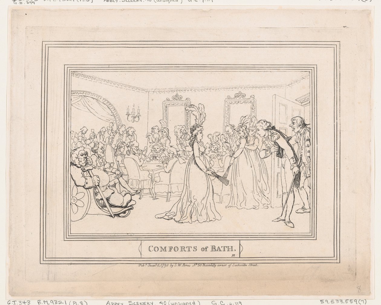 Les conforts de Bath, Planche 8, 6 janvier 1798 - Thomas Rowlandson