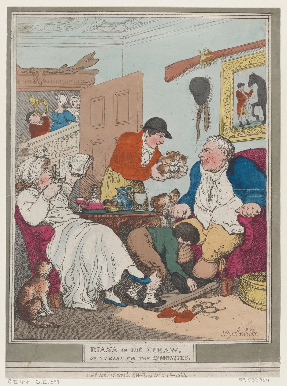 Diana dans la paille, ou Un régal pour les Quornites, 1er janvier 1804 - Thomas Rowlandson