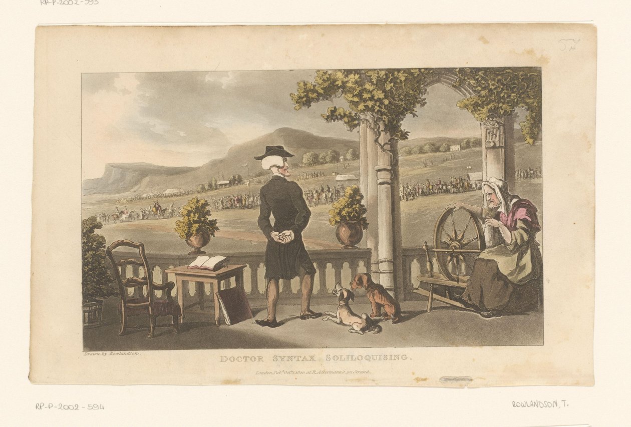 Le docteur Syntax observe un cortège qui défile dans le paysage - Thomas Rowlandson