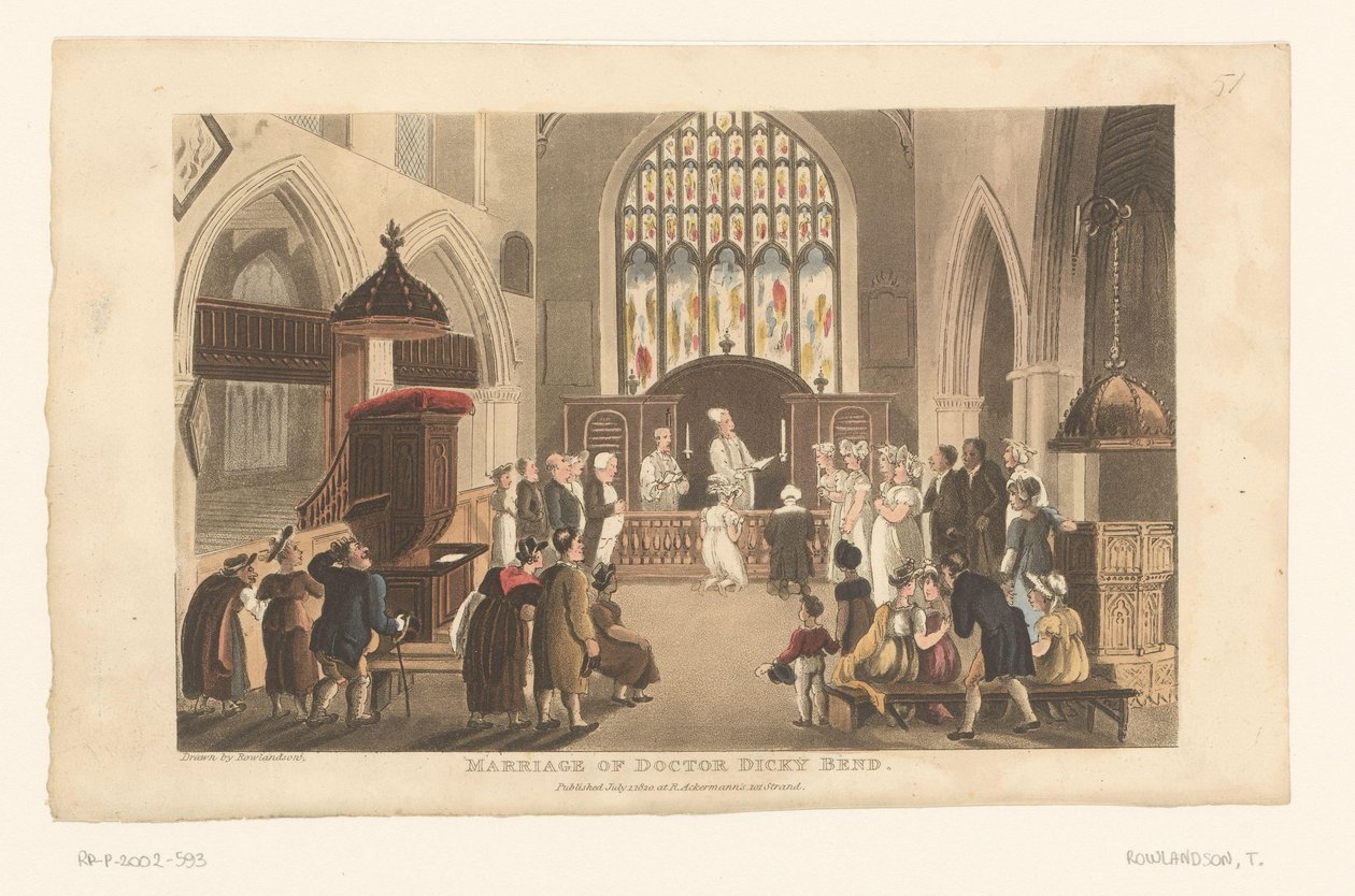 Le docteur Syntax célèbre le mariage de Dicky Bend et de sa fiancée - Thomas Rowlandson