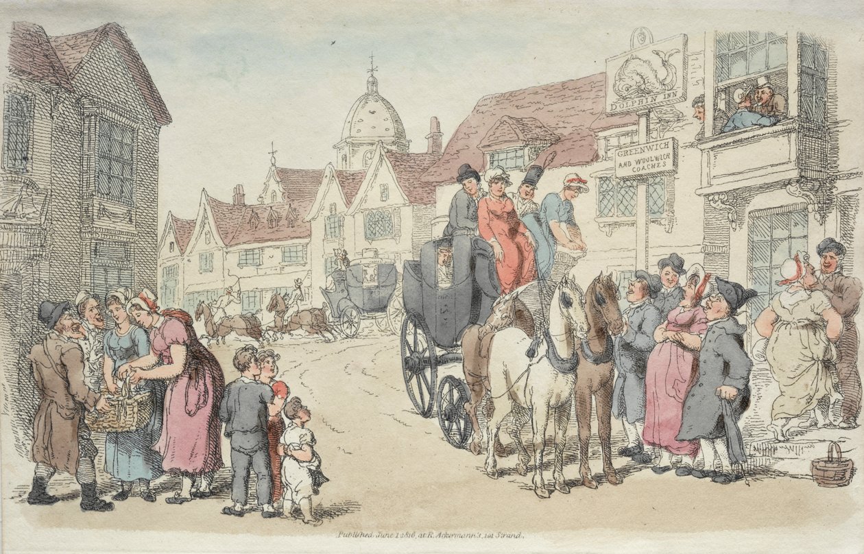 Auberge des Dauphins : Greenwich et Woolwich Coaches - Thomas Rowlandson