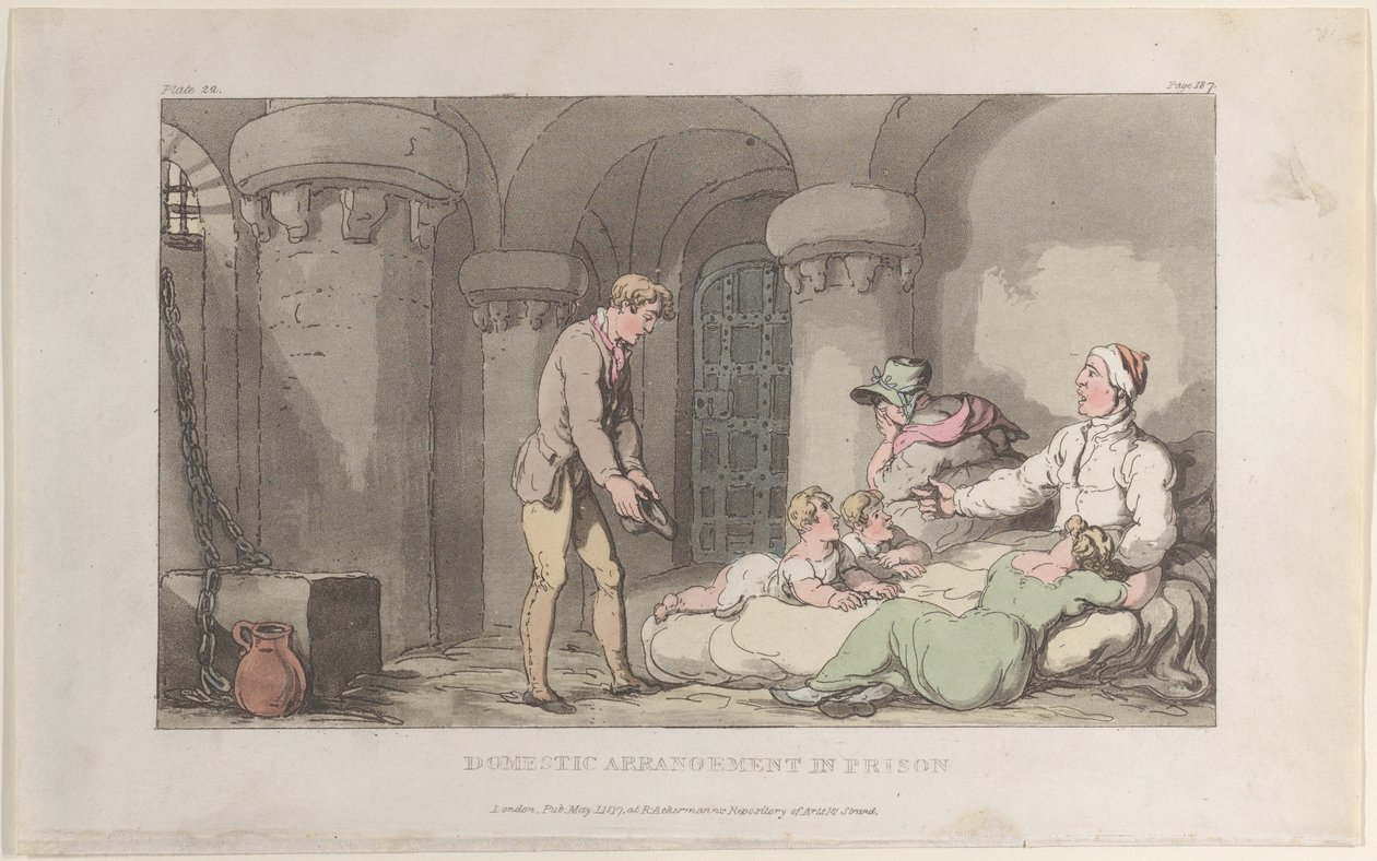 Arrangements domestiques en prison, de The Vicar of Wakefield, 1er mai 1817 - Thomas Rowlandson