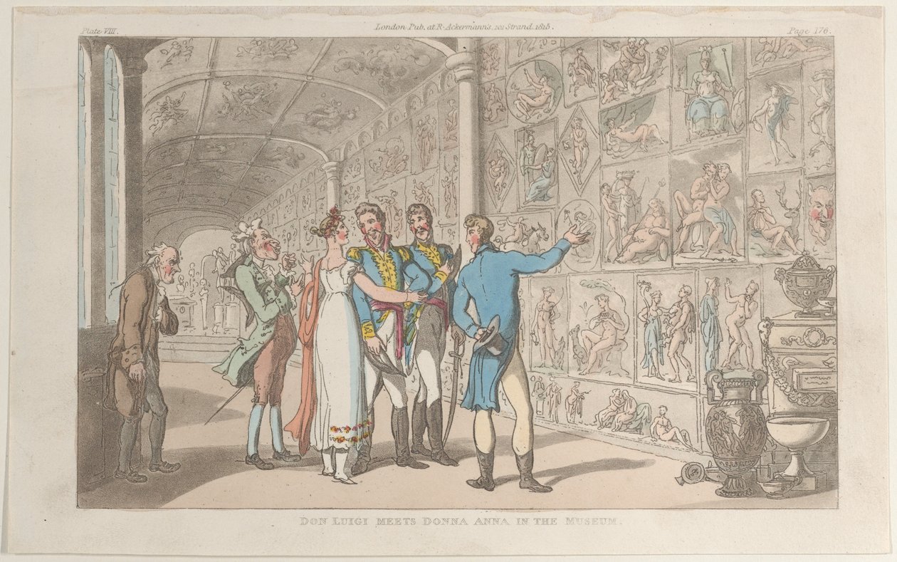 Don Luigi rencontre Donna Anna au musée, de Naples et la Campagna Felice, 1er juin 1815 - Thomas Rowlandson