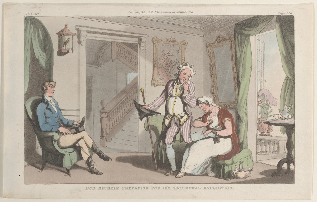 Don Michele se préparant pour son expédition triomphale, de Naples et la Campagne ..., 1er juin 1815 - Thomas Rowlandson