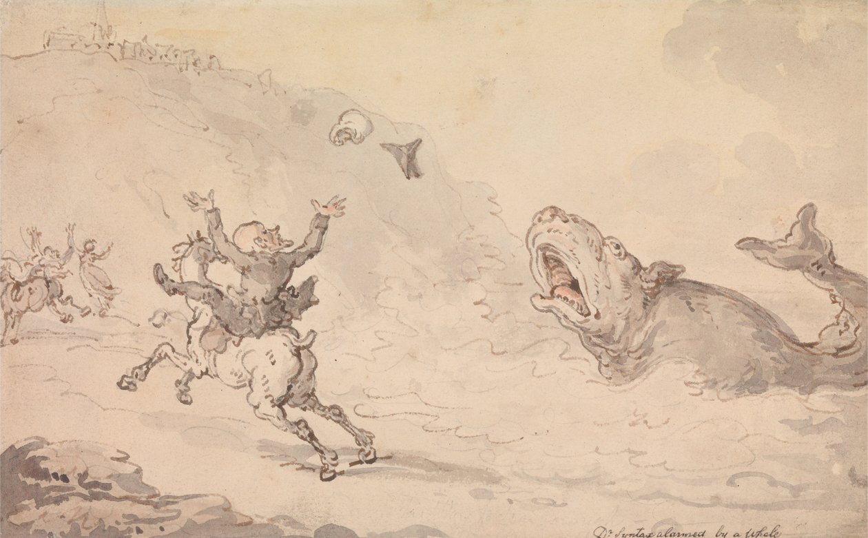Le Dr Syntax, effrayé par une baleine - Thomas Rowlandson