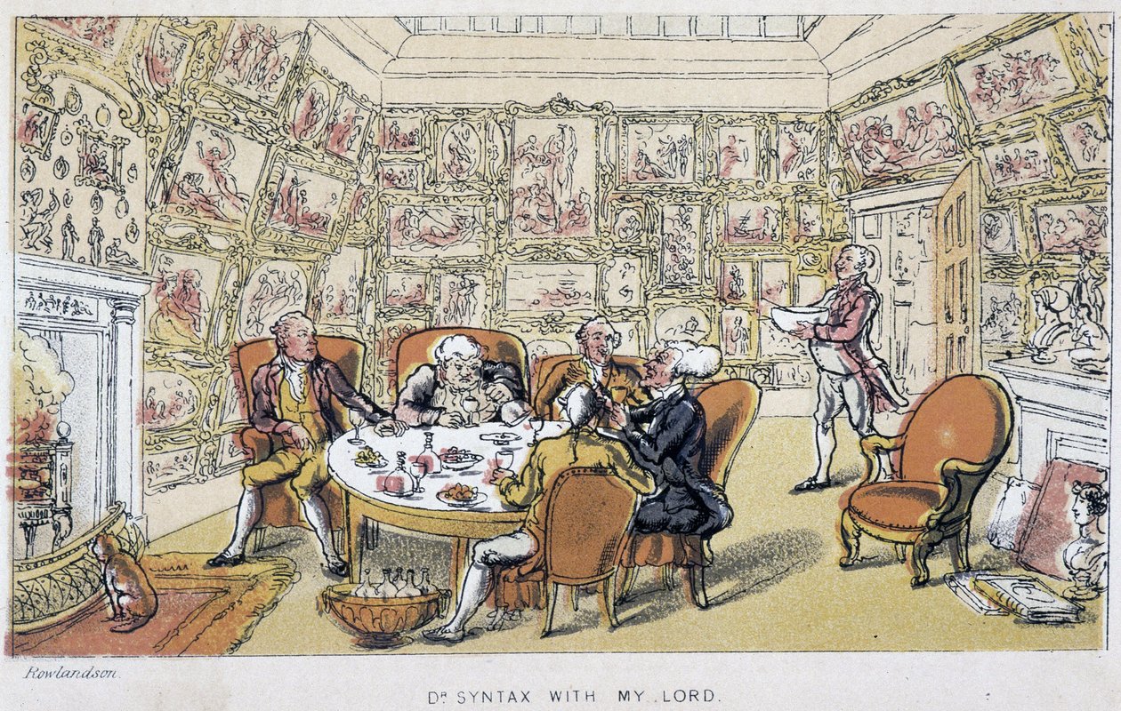 Dr Syntax avec monseigneur (chez les aristocrates) - dans «Les trois voyages du Dr Syntax à la recherche du pittoresque, de la consolation et d