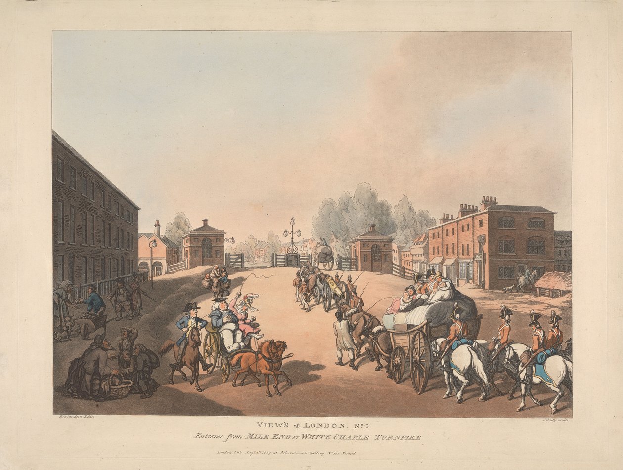 Entrée depuis Mile End ou White Chapel Turnpike (n° 5) - Thomas Rowlandson