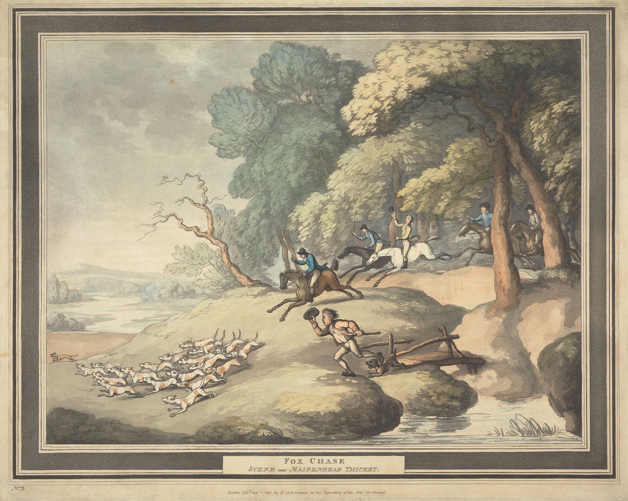La chasse au renard [série de quatre] : 3. La chasse au renard / Scène près du bosquet de Maidenhead - Thomas Rowlandson