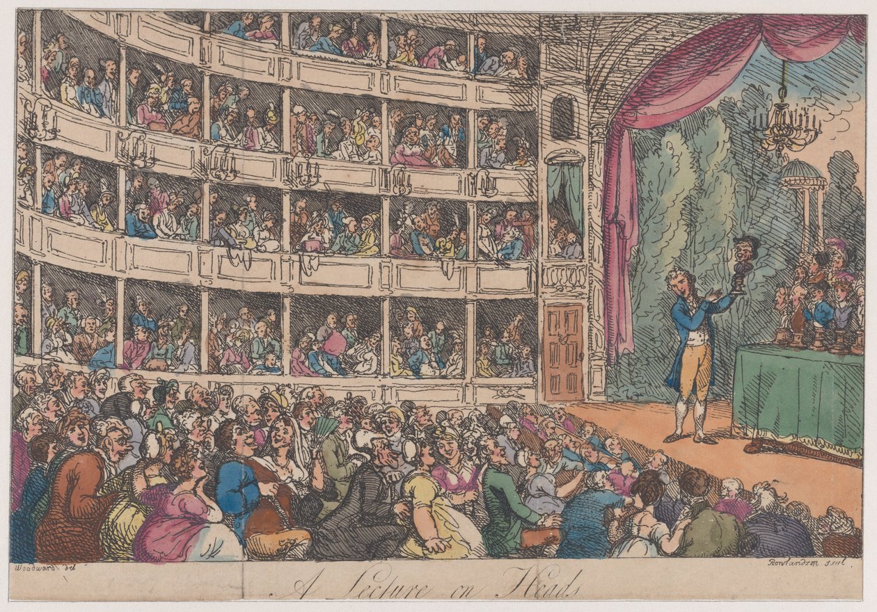 Frontispice, de A Lecture on Heads par George Alexander Stevens, avril 1808 - Thomas Rowlandson