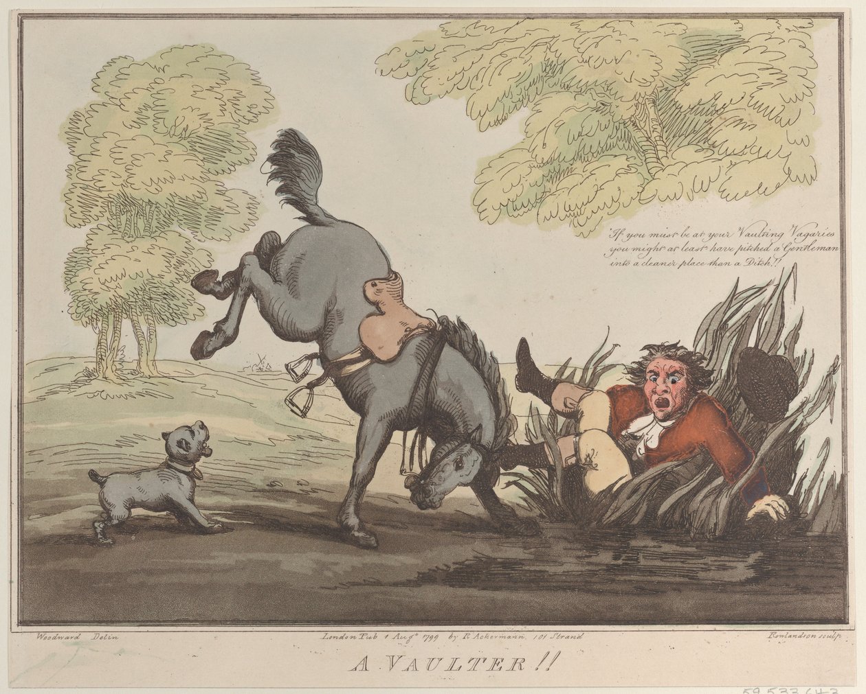 Les accomplissements du cheval, croquis 12 : Un voltigeur !!, 1er août 1799 - Thomas Rowlandson
