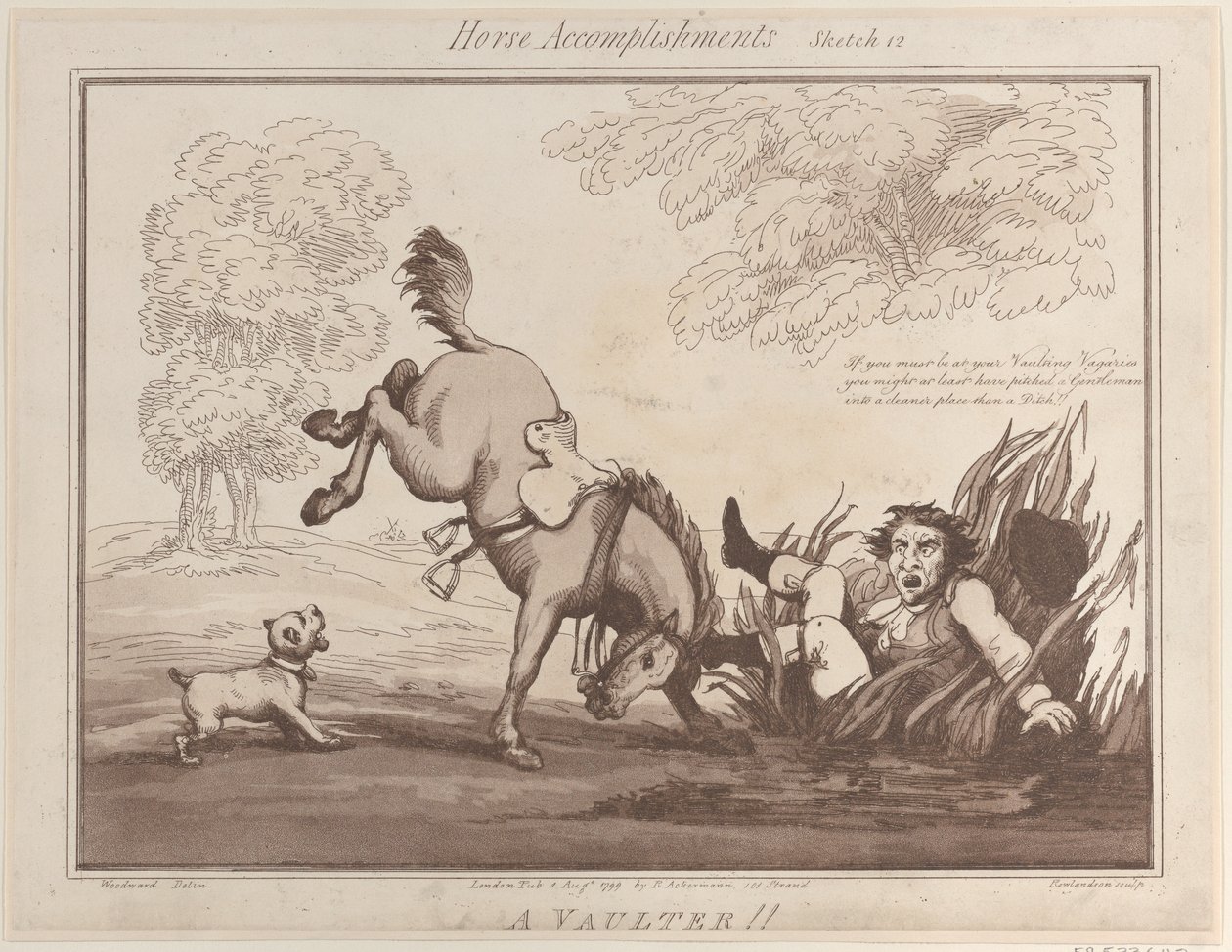 Accomplissements équestres, croquis 12 : Un voltigeur !!, 1er août 1799 - Thomas Rowlandson