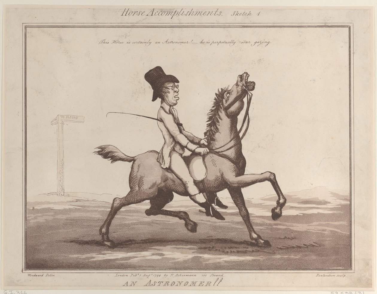 Accomplissements du cheval, Esquisse 1 : Un astronome !! - Thomas Rowlandson