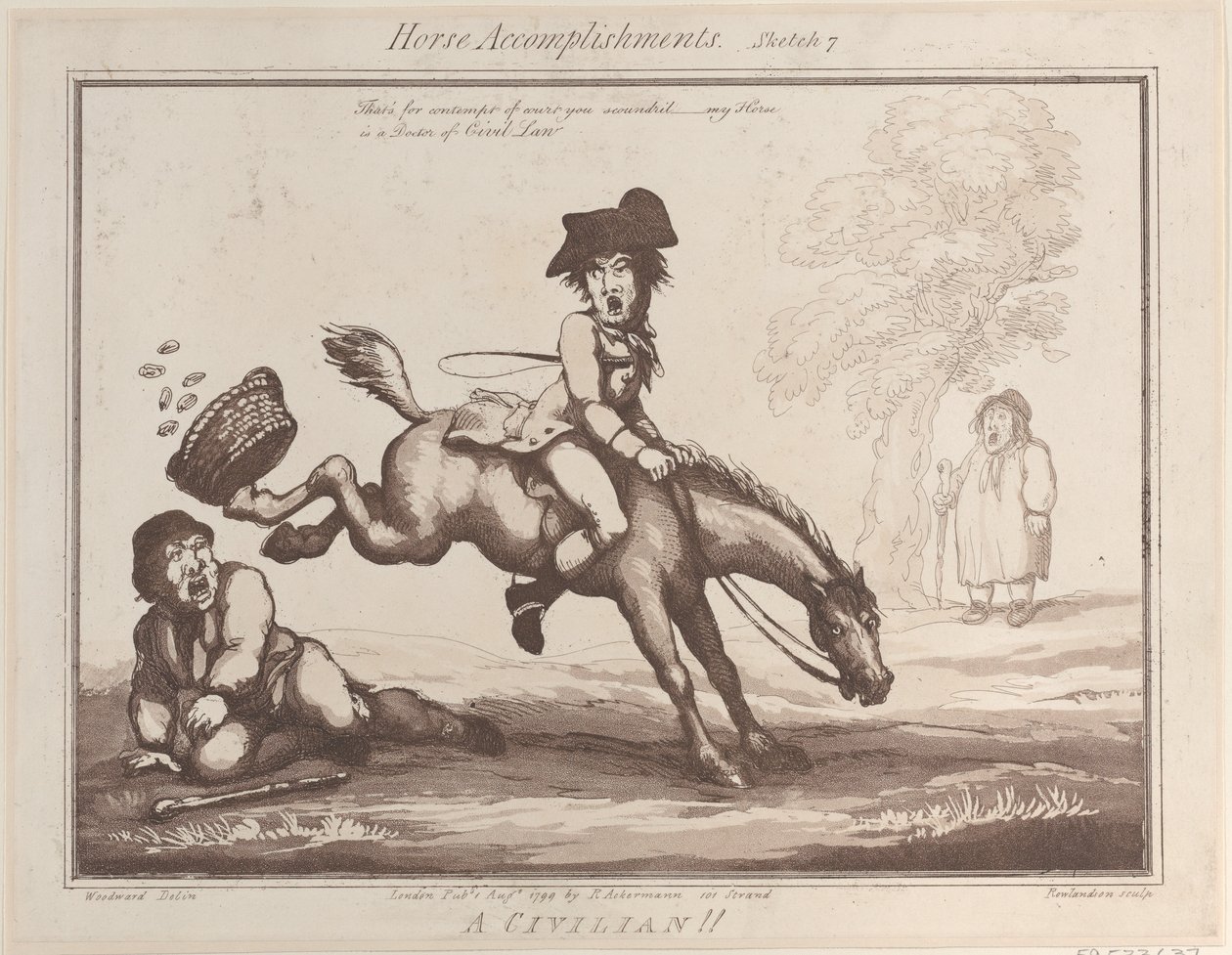 Accomplissements équestres, Croquis 7 : Un civil !!, 1er août 1799 - Thomas Rowlandson