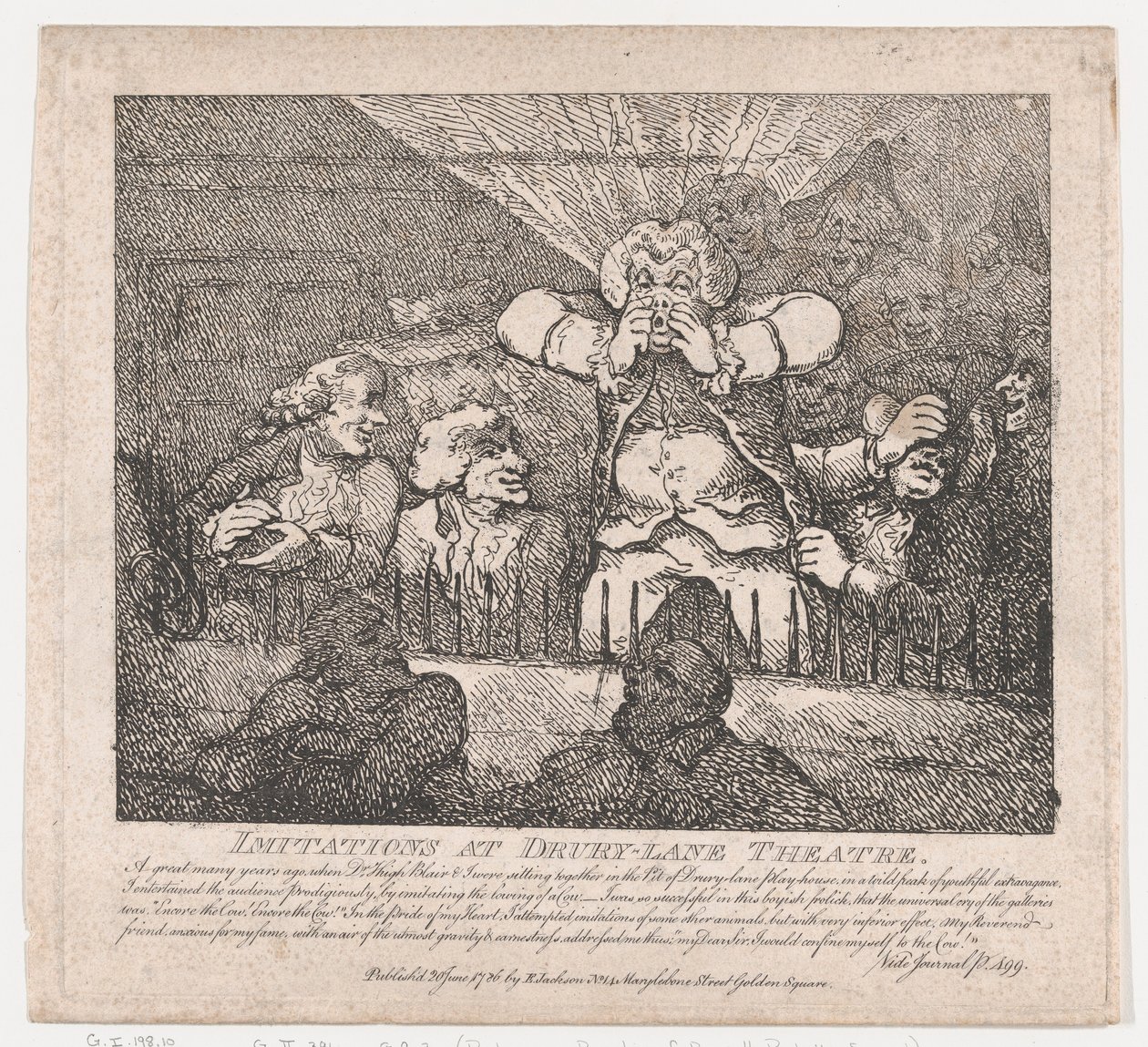 Imitations au théâtre de Drury-Lane Beautés pittoresques de Boswell, deuxième partie, 20 juin 1786 - Thomas Rowlandson