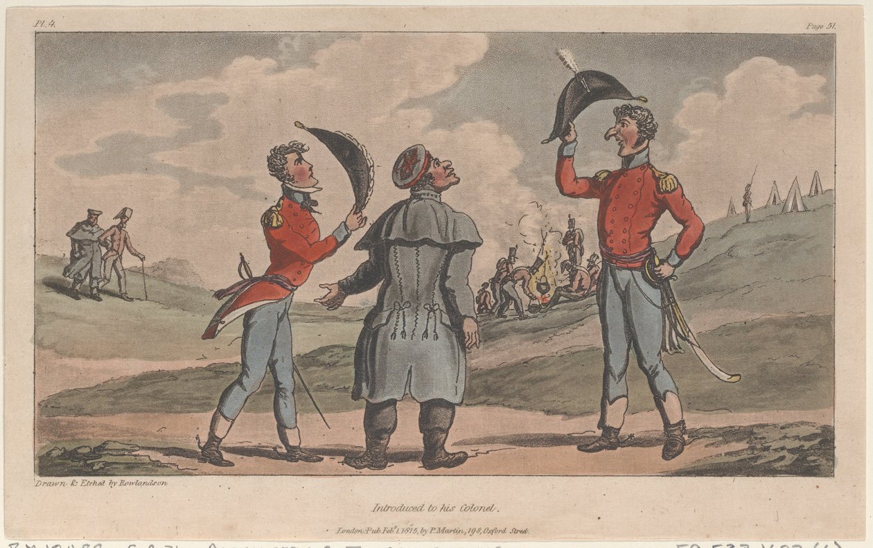 Présenté à son colonel, des Aventures militaires de Johnny Newcome - Thomas Rowlandson