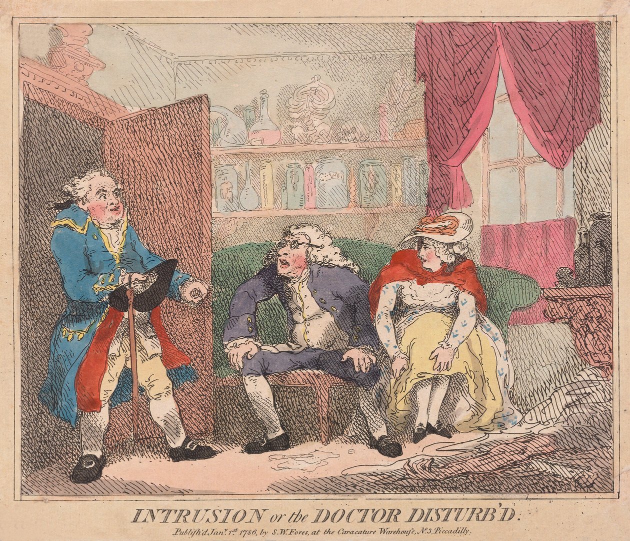Intrusion ou le docteur dérangé, pub. 1786 - Thomas Rowlandson