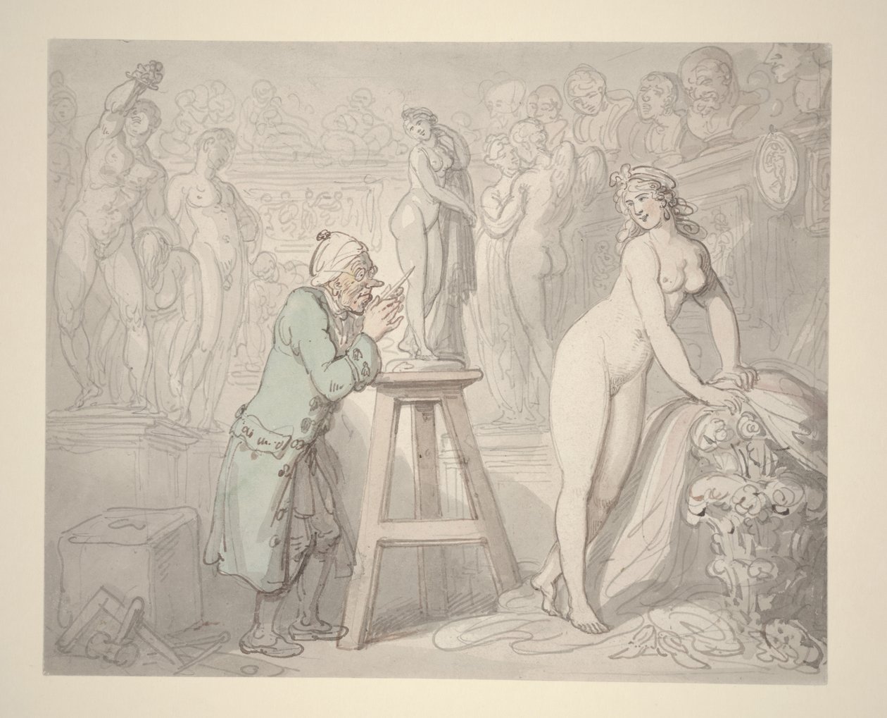 Joseph Nollekens dans son atelier, vers 1810 - Thomas Rowlandson