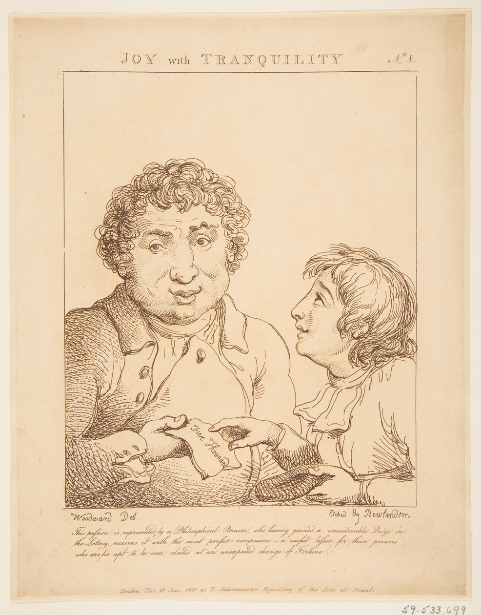 Joie avec tranquillité Le Brun travesti, ou Caricatures des passions, 21 janvier 1800 - Thomas Rowlandson