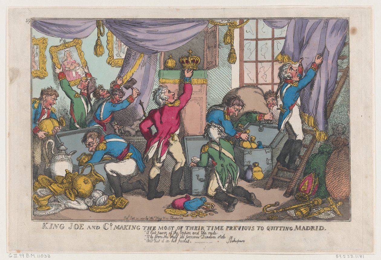 Le roi Joe et compagnie profitant de leur temps avant de quitter Madrid, 25 septembre 1808 - Thomas Rowlandson