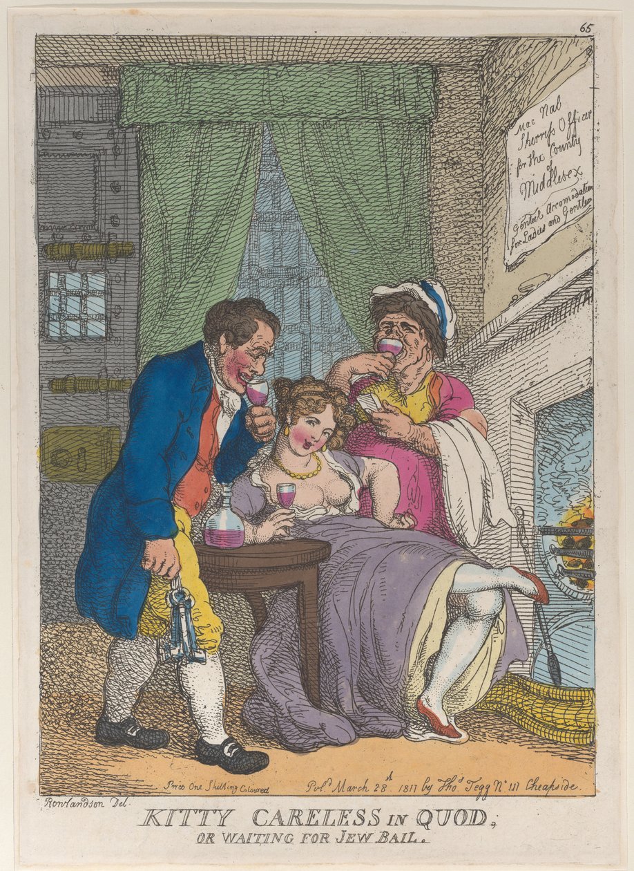 Kitty Careless en prison ou attendant la caution juive - Thomas Rowlandson