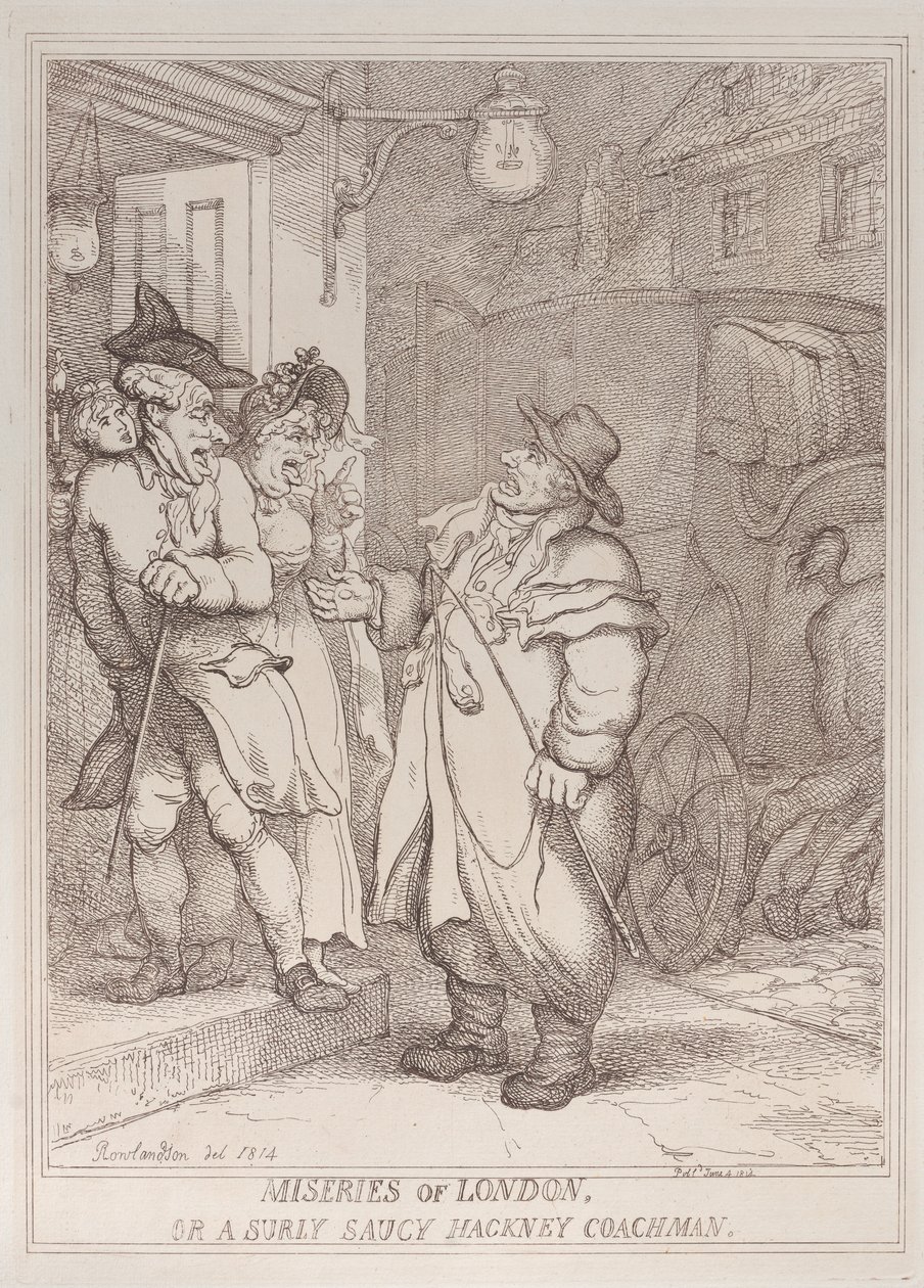Les misères de Londres, ou un cocher de fiacre bourru et impertinent - Thomas Rowlandson