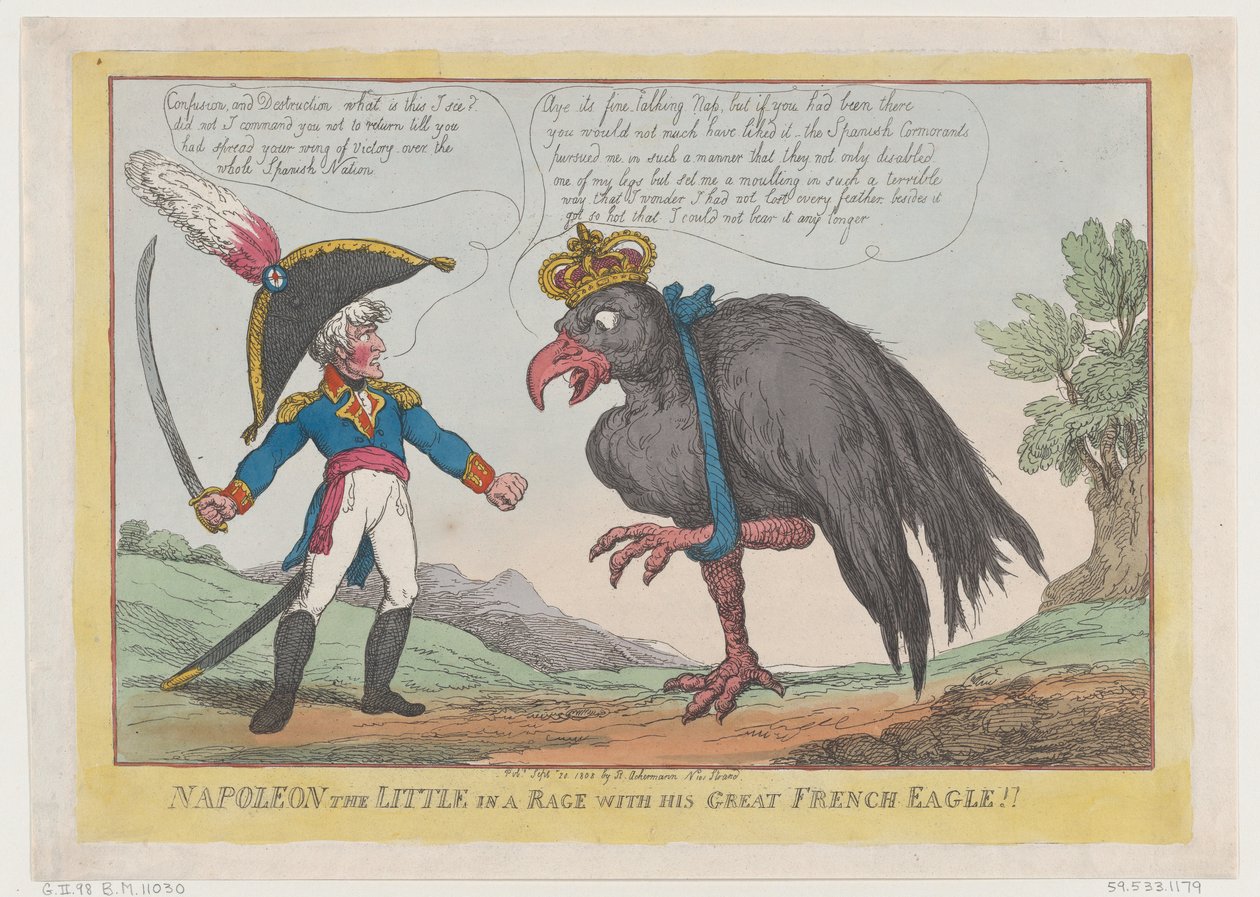 Napoléon le Petit en colère avec son grand aigle français !!, 20 septembre 1808 - Thomas Rowlandson