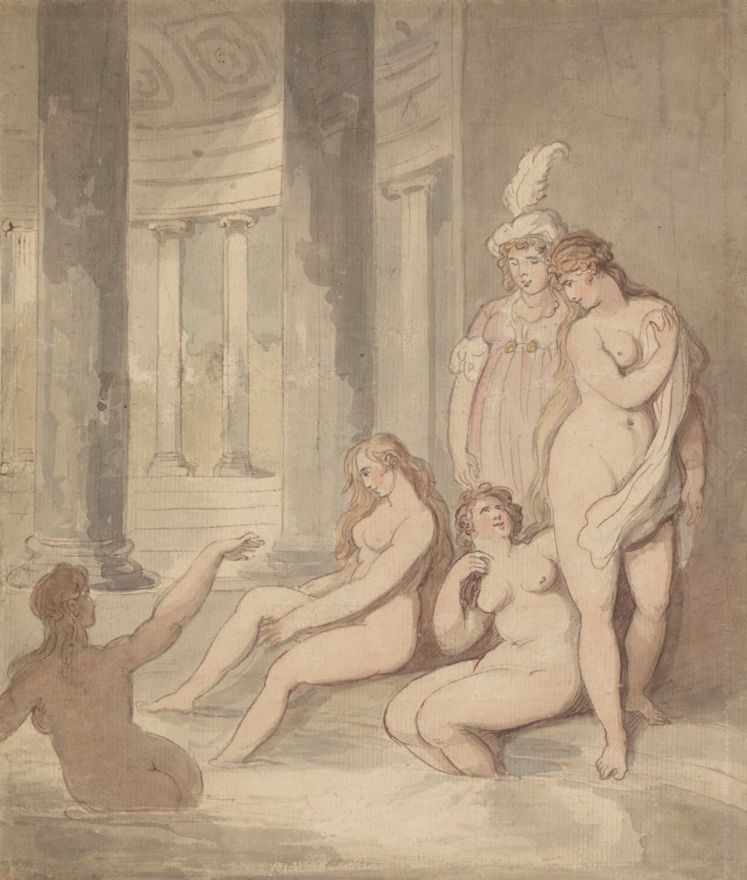 Des nymphes dans un bain romain - Thomas Rowlandson