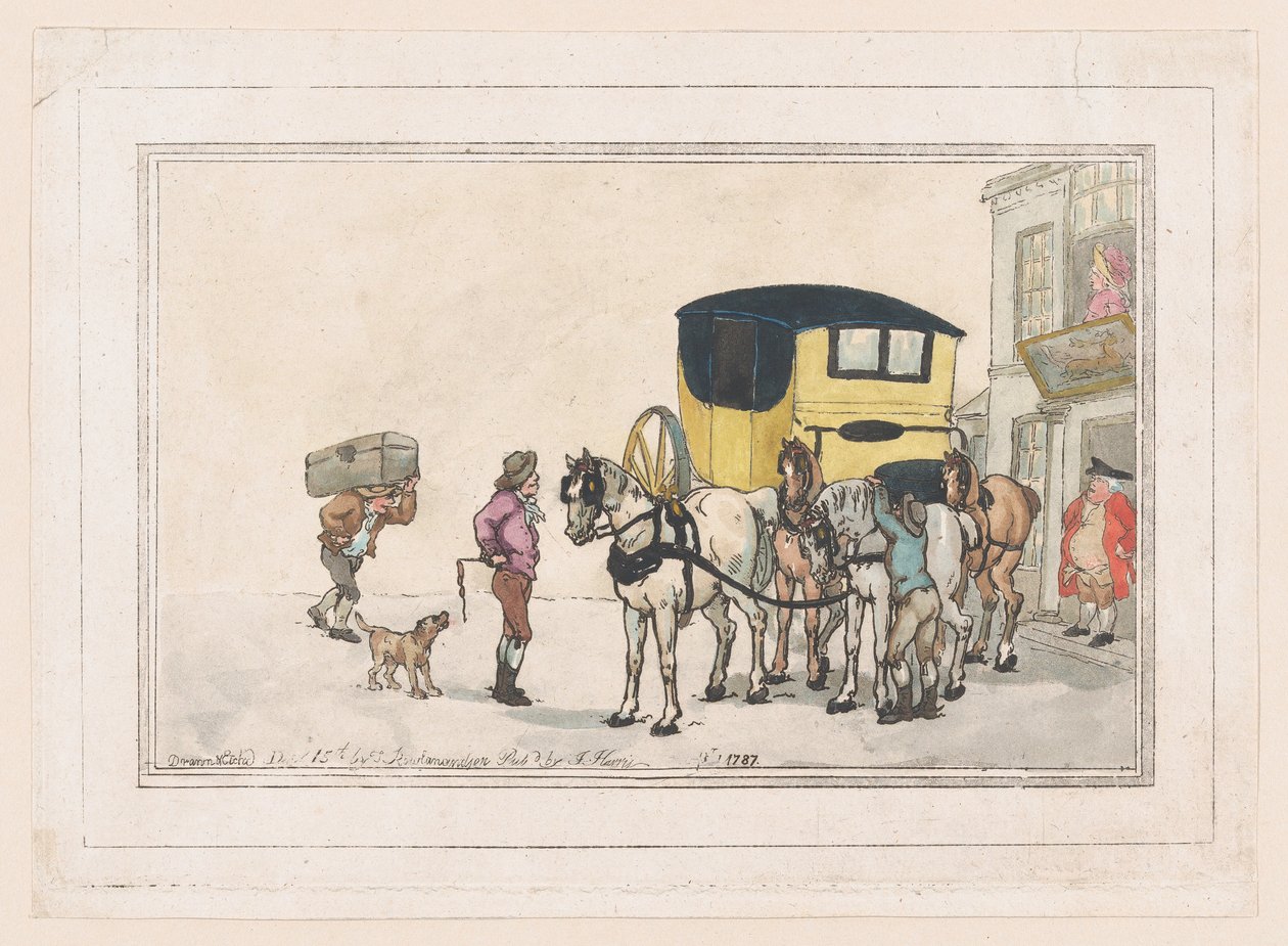 Postiers et chevaux de poste à l