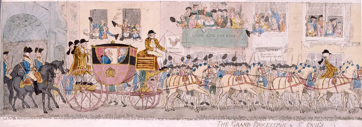 Procession du roi George III et de la reine Charlotte à la cathédrale Saint-Paul, Londres, 1789 - Thomas Rowlandson