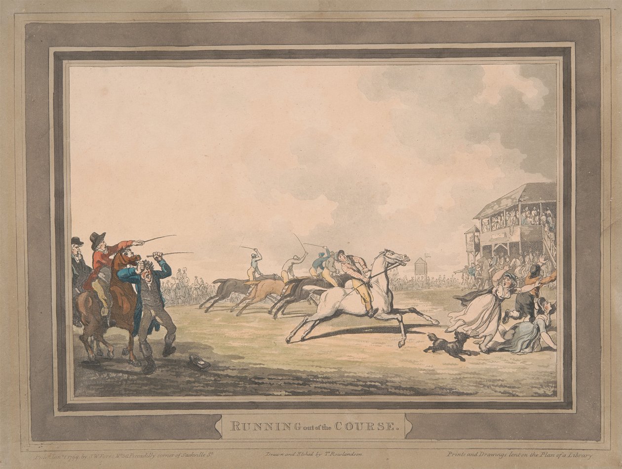 Course [lot de six] :  5. Sortie de piste - Thomas Rowlandson