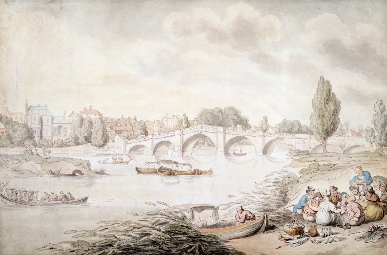 Pont de Richmond, Londres, vers 1780-1820 - Thomas Rowlandson