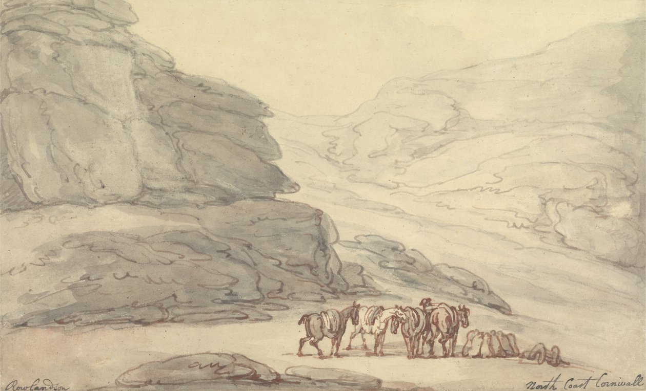 Scène rocheuse sur la côte nord, Cornouailles - Thomas Rowlandson