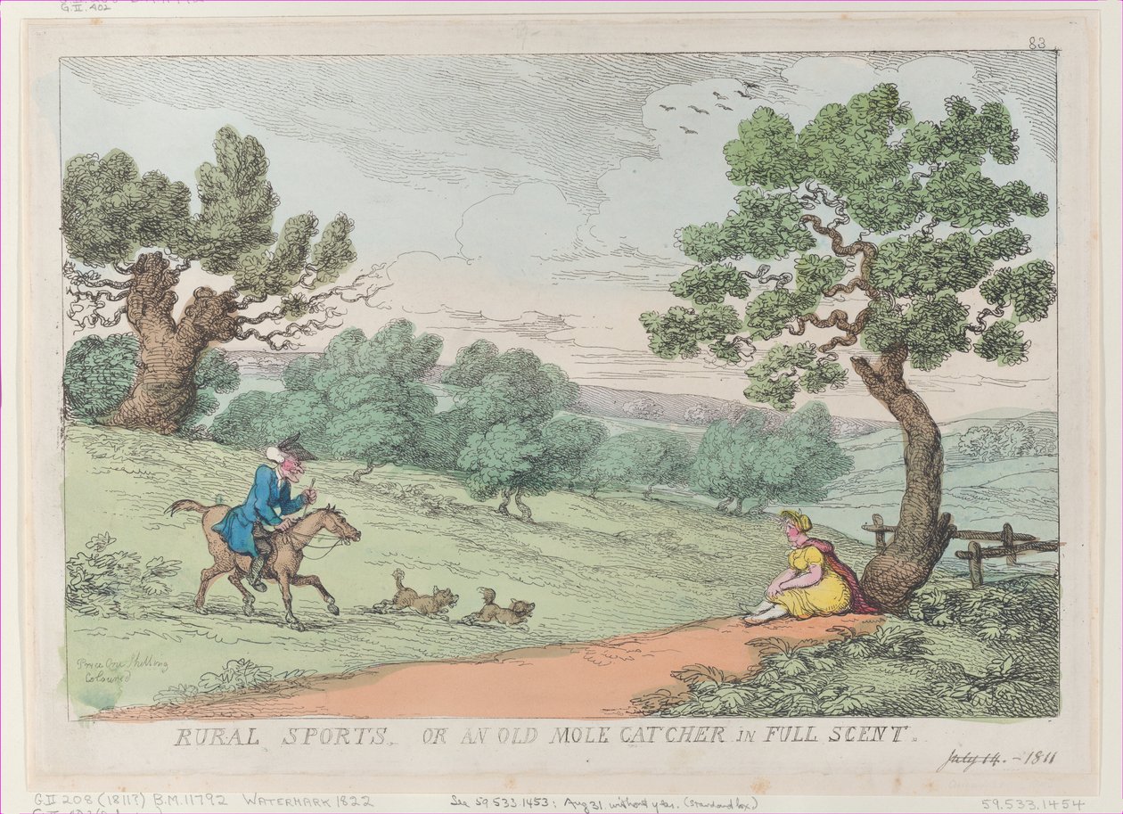 Sports ruraux, ou un vieux chasseur de taupes en pleine senteur, [1811], réimpression - Thomas Rowlandson