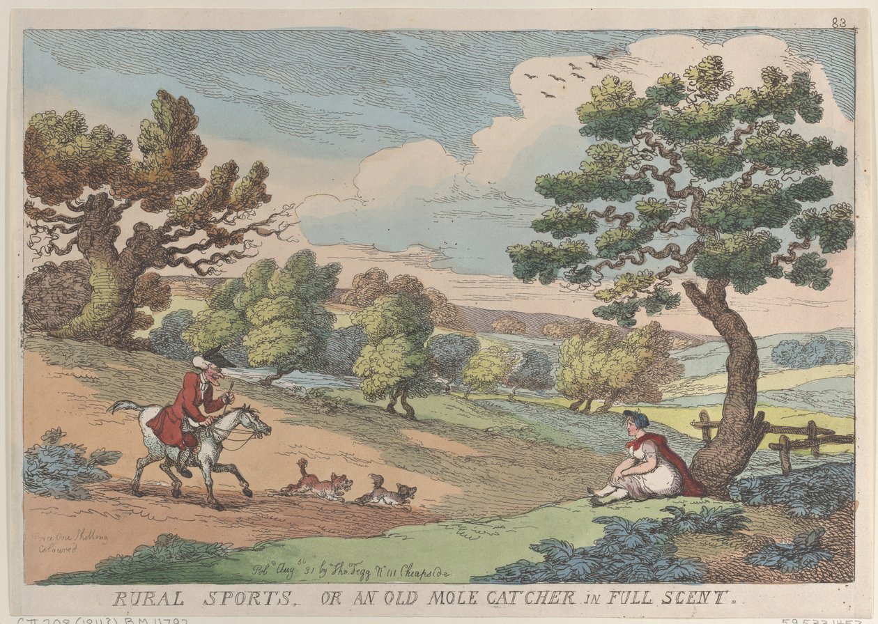 Sports ruraux, ou un vieux chasseur de taupes en pleine sente, 31 août 1811 - Thomas Rowlandson