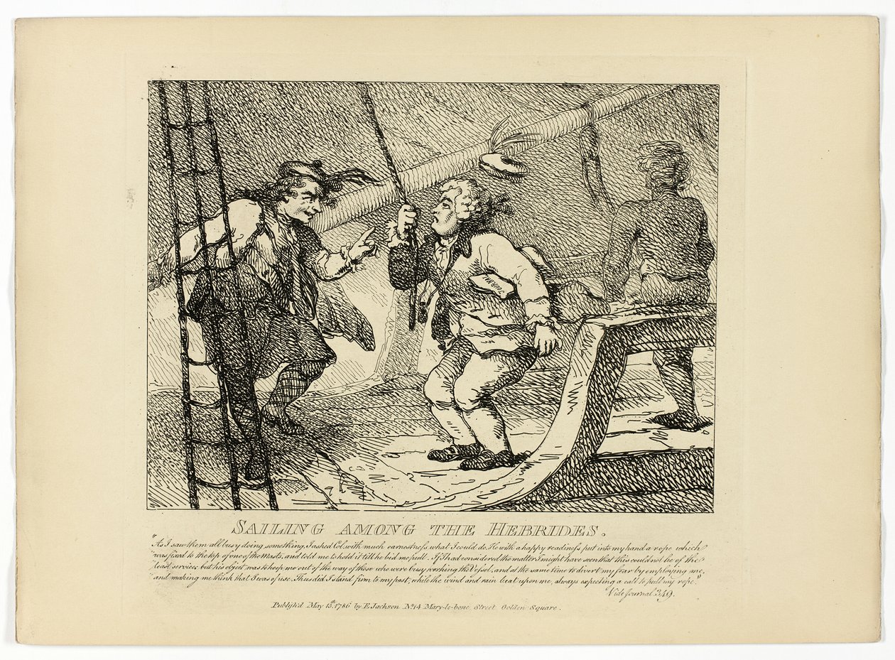 Sailing Among the Hebrides, extrait du Tour des Hébrides de Boswell - Thomas Rowlandson