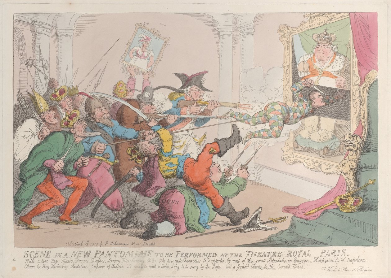 Scène dans une nouvelle pantomime à jouer au Théâtre Royal de Paris, 12 avril 1815 - Thomas Rowlandson