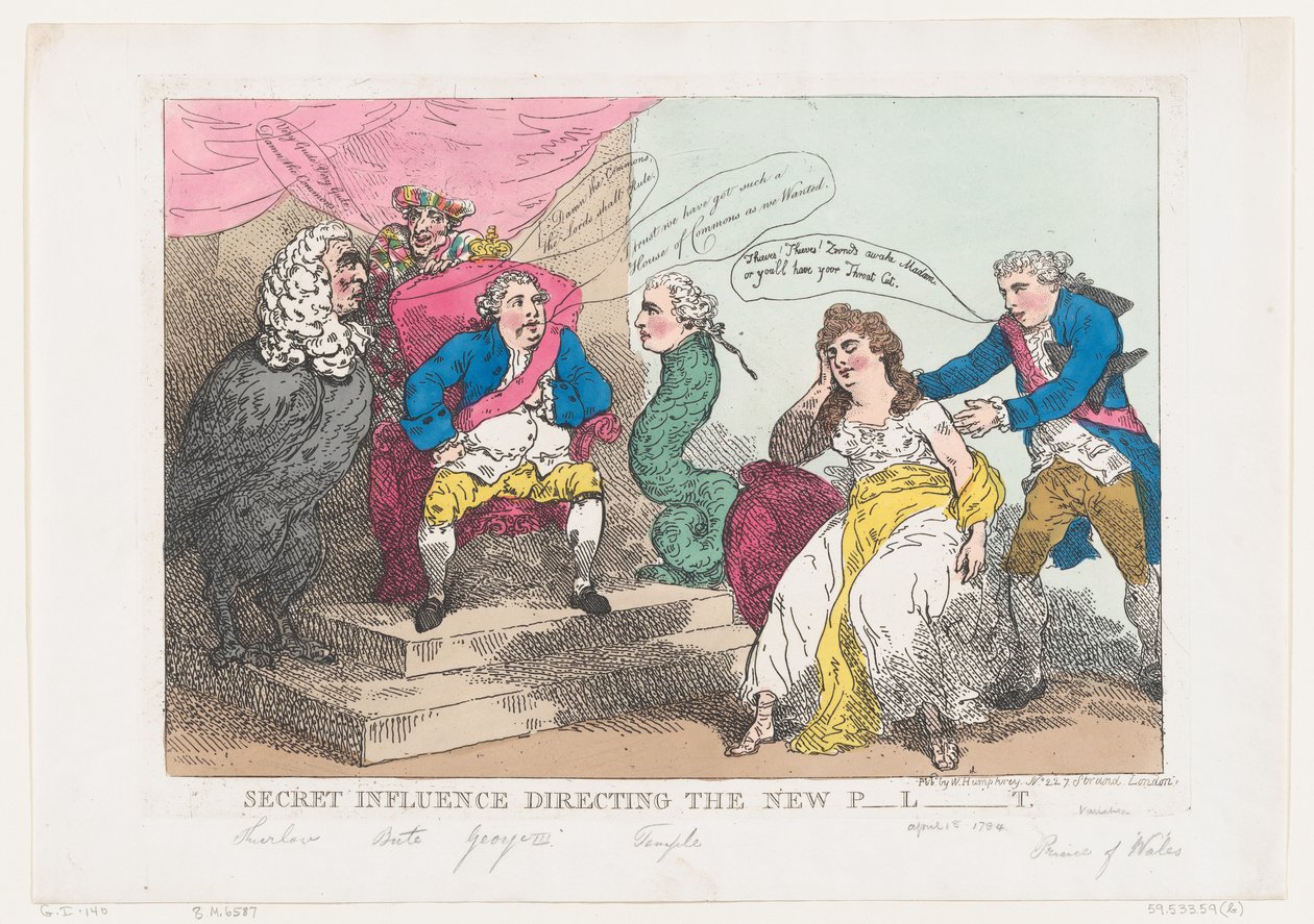 Influence secrète dirigeant le nouveau P-l-t [Parlement], 18 mai 1784 - Thomas Rowlandson