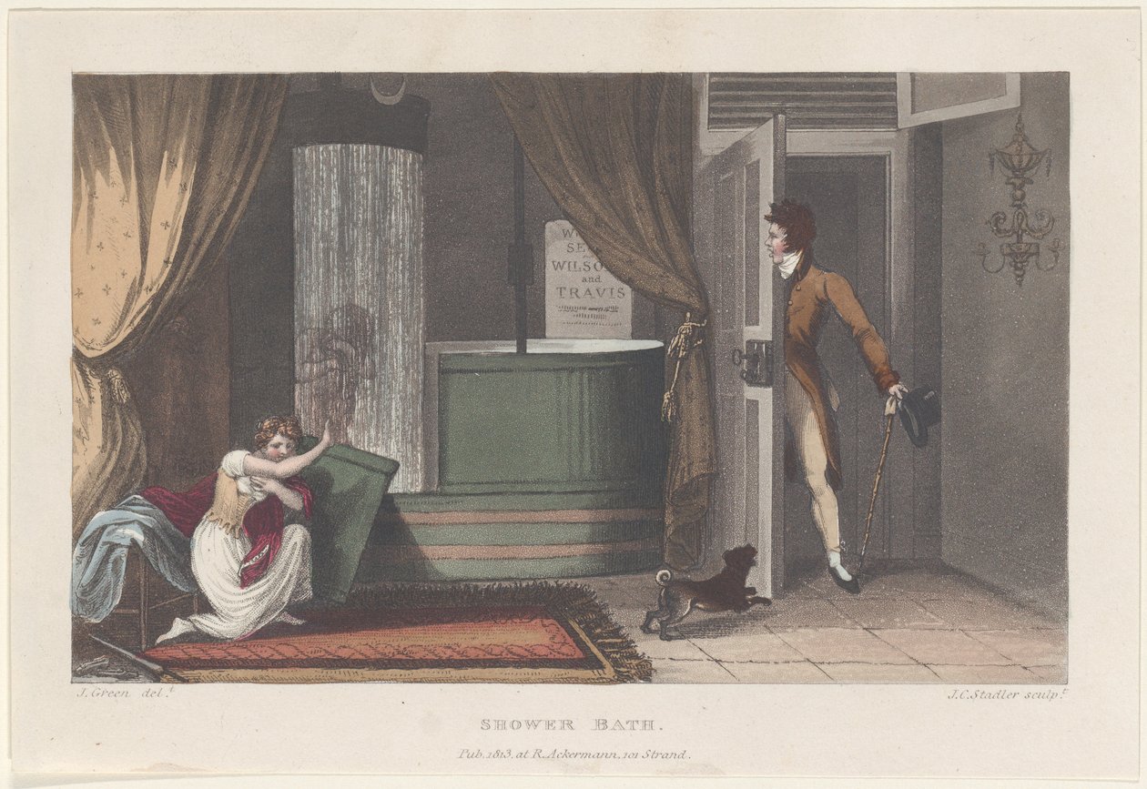 Douche, des Esquisses Poétiques de Scarborough, 1813 - Thomas Rowlandson